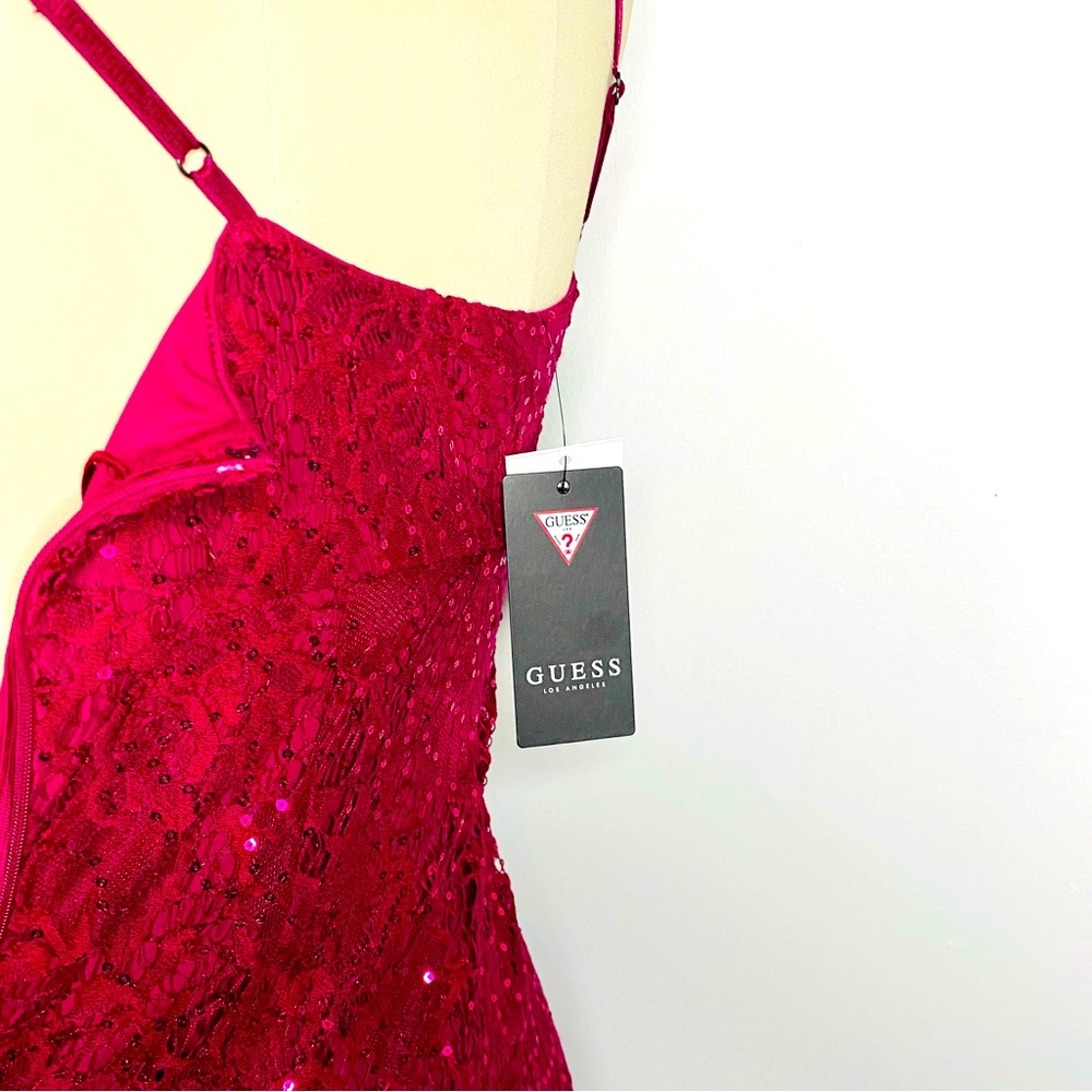 NWT GUESS Sequin & Lace Asymmetrical Dress - Picture 7 of 10